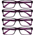 Miniatyrbilde 1 av 5: Company Purple Lesebriller Verdipakke 4 stk Designer Stil Herr Dame RRRR92-5 +3.50 Lilla Lilla Purple +3.50 Magnification