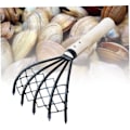 Miniatyrbilde 4 av 5: Clam Rake med nett 5 klo trehåndtak Rake Shell Digging Tool