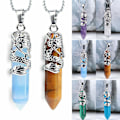 Miniatyrbilde 2 av 2: Totem drake formet natursten hexagon hengesmykke Amethyst