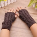 Miniatyrbillede 2 af 2: Damehandsker med diamanter, halvfinger, lange modehandsker Dark gray twist
