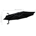 Miniatyrbillede 8 af 9: vidaXL Væghængt Parasol med Metalstang 300 cm Sort black 9750