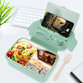 Miniatyrbillede 5 af 5: Bento madkasse, beholder med 3 rum, bestik,