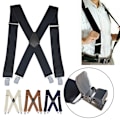 Miniatyrbild 5 av 11: Svarta justerbara hängslen Herr Unisex byxor Elastic Sc white oen-size