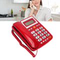 Fasttelefon med store knapper HD håndfrisamtale LCD lysstyrkejustering ett-trykks oppringing kablet fasttelefon rød-FA-