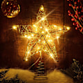Miniatyrbilde 2 av 5: Gyllen julstjernetopp med 20 LED-lys for juletreet