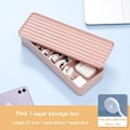 Miniatyrbilde 1 av 4: Kabeloppbevaringsboks Transparent Plast Datakabel Oppbevaringsbeholder For Skrivebord Stasjonær Multifunksjonell Headset Data Ladningskabel F pink