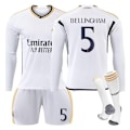 Miniatyrbilde 1 av 2: 2023-2024 Real Madrid Barn Langermet Nr. 5 Bellingham Hjemmedrakt