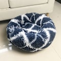 Miniatyrbillede 2 af 10: Queta Katteseng, Smuk Dyreseng, Lille Hundeseng Kæledyrsseng Plys Blød Rund Katteseng (50cm) Checkered navy blu-FA2- Checkered navy blue Diameter 50 cm