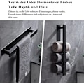 Miniatyrbild 5 av 5: Handdukshållare utan borrning svart handdukshållare badrum gäst handdukshållare väggmontering rostfritt stål matt handdukshållare (41cm)