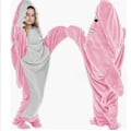 Miniatyrbild 1 av 5: Hajformad sovsäcksfilt tecknad djur jumpsuit flanell herr och dam hem kläder haj pyjamas Ljusrosa haj Light pink shark 150