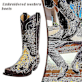 Miniatyrbillede 2 af 5: Python Western Støvle Colorblock Broderi Herre Støvler Mode Moderne Sko 44