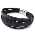 Miniatyrbillede 1 af 3: Armbåndssmykke til mænd - Flettet manschet, magnetlås - Læder - Rustfrit stål - Fancy - til mænd og kvinder - Kæde...