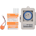 Miniatyrbilde 5 av 5: 24-timers mekanisk timer 15 minutters timer Timer IP53 Beskyttelsesklasse med batteri TB388R AC100-240V Grå
