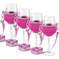 Miniatyrbild 1 av 5: 8 st halsvinflaskhållare - rosa med halsband för jul