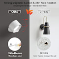 Miniatyrbillede 2 af 7: Væglampe LED-lampe Genopladeligt batteri Væglampetter Dæmpbar med 3 farvetilstande 3 lysstyrker 360° roterbar berøringskontrol Væglamper til soveværelse White