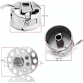 Pikkukuva 5 / 5: 10 kpl metalliset ompelukonekelat + 2 kelaa koteloa Toyota, Brother Janome, Elna, Bernina, Singer koneille