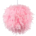 Miniatyrbillede 2 af 5: Rosa fjerlampe, moderne sfærisk loftslampe 30 cm, E27 hængende lysdekoration, til stue soveværelse børneværelse-XS1-