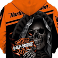 Miniatyrbilde 3 av 4: Ny 3D Skull Harley-Davidson hettegenser med hette 2XL