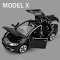 Pikkukuva 1 / 5: 1:32 Tesla Model X Model 3 Model S Model Y Legering Bilmodell Diecasts Leksaksbil Ljud Och Ljus Barnleksaker För Barnpresenter Pojk Leksak (Boxad) Model X Black
