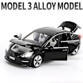 Pikkukuva 1 / 5: 1:32 Tesla Model X Model 3 Model S Model Y Legering Bilmodell Diecasts Leksaksbil Ljud Och Lätt Barnleksaker För Barn Presenter Pojkleks Model 3 Black