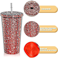 Pikkukuva 3 / 5: Bling Diamond Tumbler Glitter Vesipullo Kannella -FA2- Red