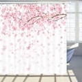 Miniatyrbillede 1 af 7: Blommeduschforhæng Akvarel Lille Badeværelse i Frisk Stil Vandafvisende Polyester Gardinvægdekoration med Kroge L215 90X180cm L215