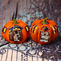 Miniatyrbilde 5 av 5: Halloween skalledekorasjon gresskar atmosfærelys