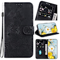 Miniatyrbilde 1 av 5: Etui til Oppo Reno 10 5g Preglet Lily Flip Wallet Premium Pu-deksel med kortholder Kompatibel med Oppo Reno 10 5g_ggod Black