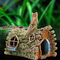 Miniatyrbillede 4 af 4: Akvarieindretning træhus dekoration lille fisk gå ind