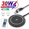 Miniatyrbilde 2 av 7: 30W magnetisk trådløs lader for iPhone 15 14 13 12 11 Pro Max Airpods PD Macsafe Telefonlader Hurtiglading Black PD and USB A