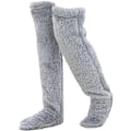 Miniatyrbilde 1 av 5: Teddy Legs Strømper, Koselige Strømper, Over Kne Høye Fuzzy Plysj Tøfler Strømper, Varme Over Kne Sko, Fuzzy Ben, Lange Fuzzy Strømper grey