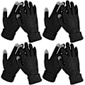 Miniatyrbild 1 av 4: 4 par dam vinter touch screen handskar varma fleecefodrade stickade handskar