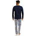 Miniatyrbild 4 av 4: Sesto Senso Herrpyjamas 100% Bomull Långärmad + Pyjamasbyxor Nattkläder - 2188/17 Marinblå - L