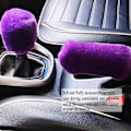 Miniatyrbild 4 av 5: 3-delad konstgjord ull rattmuff mjuk fluffig handbroms-FA5-