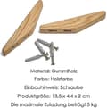 Pikkukuva 4 / 4: Puisia vintage-koukkuja, puiset koukut 5 kg kantavuus, seinäkoukut kylpytakkikoukut hattukoukut takkikoukut monitoimikoukut avainkoukut-FA-