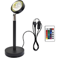Miniatyrbillede 3 af 5: Bordlampe \"Sunset\" med 16 RGB-farver fjernbetjening Sort