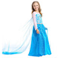 Miniatyrbillede 4 af 7: Elsa prinsessekjole + 4 ekstra tilbehør Blå Blue 130 cm
