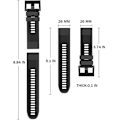 Miniatyrbillede 4 af 5: Silikonerem til Fenix 5x ur 26 mm bred Kompatibel med Fenix 5x/fenix 5x Plus/fenix 6x Pro (Farve: Sort)