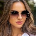 Pikkukuva 1 / 5: Neliömäiset kehyksettömät aurinkolasit Naiset Luxe-merkki Designer Kesä Punaiset Lasit Muoti Aurinkolasit Miehille UV400 Sävyt Oculos