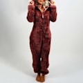 Miniatyrbillede 3 af 4: Høst/vinter pyjamas med hætte til kvinder i blød, tyk plysch jumpsuit Bjørnbukser Hjemmetøj Overall Yderbeklædning Pink XXXXXL Pink
