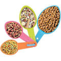 Miniatyrbillede 2 af 5: 4 stk Måleskeer til Dyrefoder i Plast - Måleskeer til Hunde, Katte, Fugle, Køkkenudstyr (Tilfældig Farve)