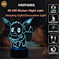 Miniatyrbillede 2 af 5: Tegnefilm Anime Eevee Natlampe 3D Illusion Lys LED Bord