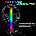 Miniatyrbilde 2 av 4: RGB Gaming Hodetelefonstativ USB-port Berøringskontrollstripe Lys Skrivebord Gaming Headset Holder Henger Enl