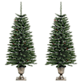 Miniatyrbilde 2 av 5: vidaXL Kunstige juletre 2 stk med krans, lyslenke og LED-lys Grön 5300