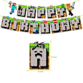 Miniatyrbillede 3 af 5: Minecraft-tema Fødselsdagssæt Dekoration Tilbehør Banner Trækflag Kage Toppers Kit null none