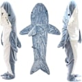 Miniatyrbild 5 av 5: Hajformad Sovsäcksfilt Tecknad Djur Jumpsuit Flanell Herr och Dam Hemmakläder Haj Pyjamas Navy Shark Sleeping Bag Navy Shark Sleeping Bag 210