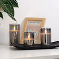 Miniatyrbillede 3 af 5: Glas LED-flammeløse lys, batteridrevne lys, søjlelys batteridrevne med fjernbetjening og timer, elektriske lys, voks + grå glas, sæt af