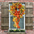 Miniatyrbillede 4 af 9: Store efterårs kranser til yderdøren Kunstig Efterår Efterårs krans Kunstig løvblade Høst Garland Halloween Thanksgiving Dekoration