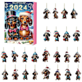 Miniatyrbillede 1 af 5: Adventskalender 2024 Jul 24 Dage Nedtælling 2D Akryl Gravhund Hunde Hænge Ornament Blind Box Overraskelsesgave