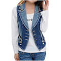 Miniatyrbilde 1 av 5: Kvinners Casual Ermeløs Denim Vest Klippet Jean Vest Jakke M